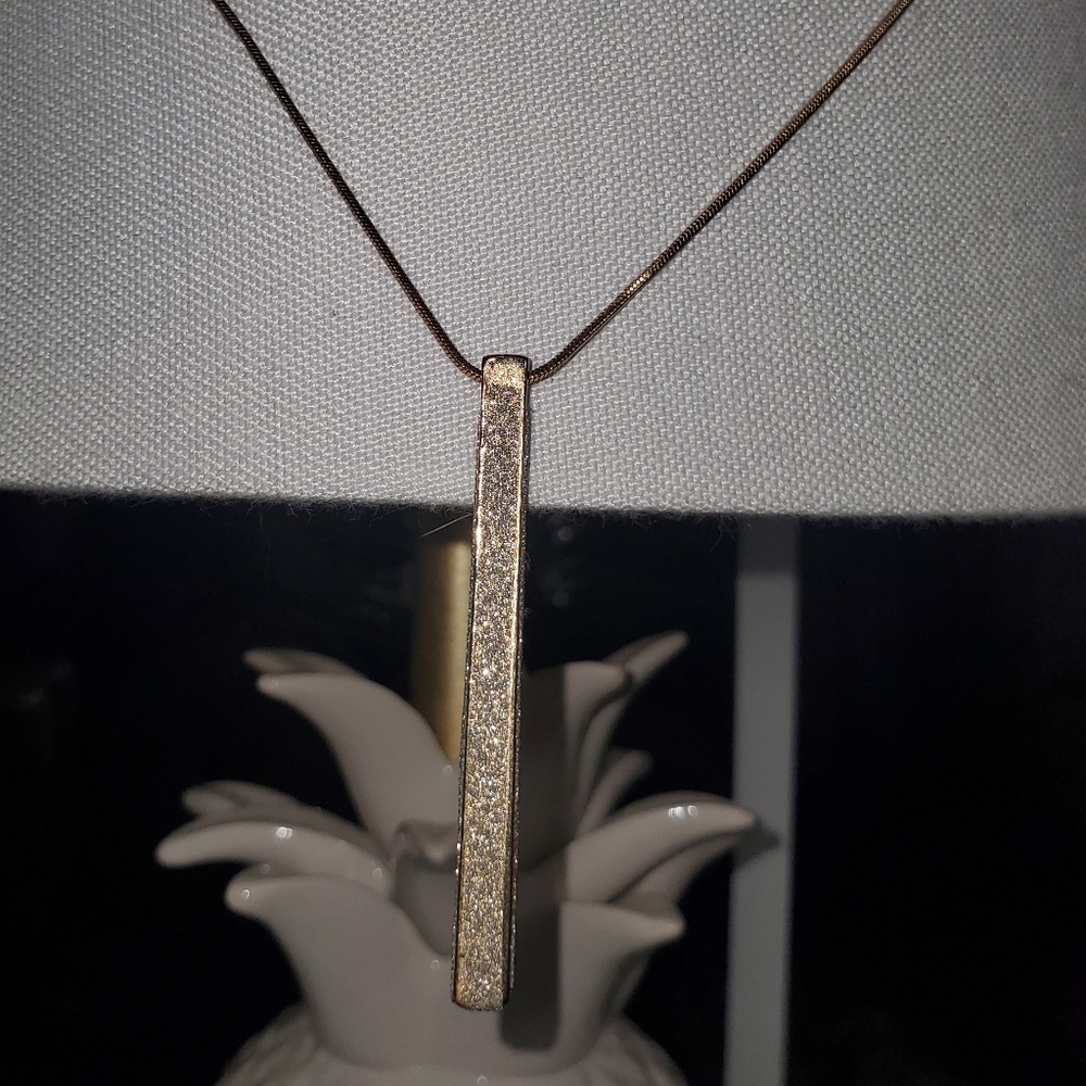 Long gold bar pendant necklace